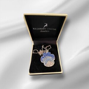 Killarney Crystal Paw Print Pendant Necklace Blue And Clear Crystals